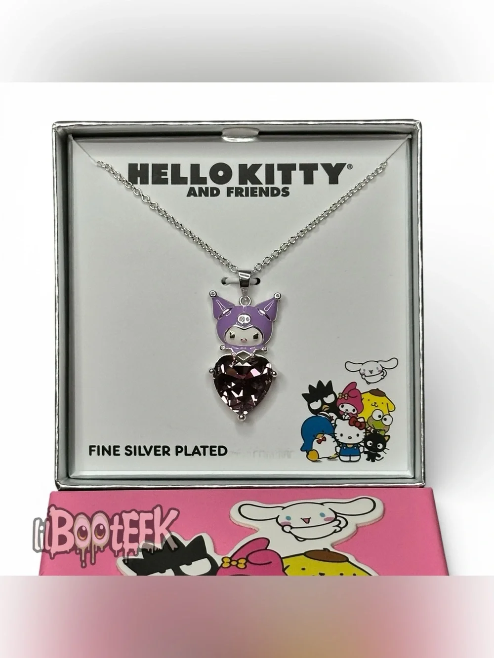 Hello Kitty & Friends Kuromi Purple Crystal Heart Pendant Necklace NEW in Box